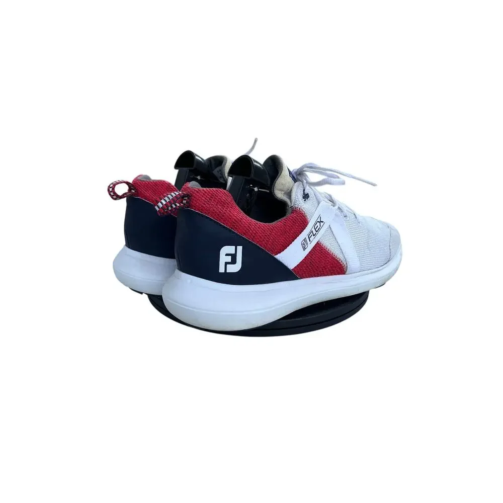 Mens Footjoy FJ Flex US Open Edition Spikeless Golf Shoes Size 10.5 White Blue